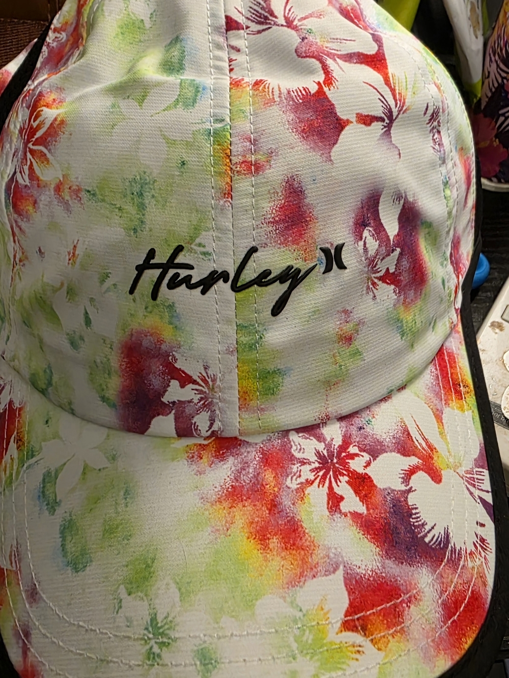 Hurley White Floral Watercolor Logo Cap